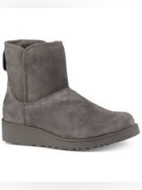 Ugg Kristin Ankle Boots Wedge Waterproof Size 7 Uggs Shearling Lined Gray Shoes